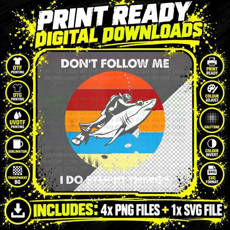 Funny Scuba Diving Shark Diver Gift T-Shirt Png SVG Digital Bundle
