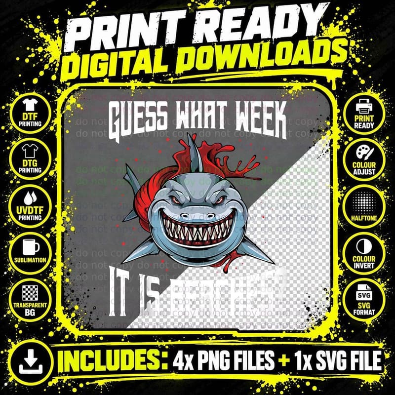 Funny Shark Joke Guess What Week T-Shirt Png SVG Digital Bundle