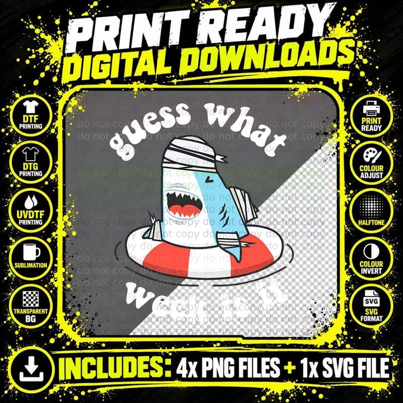 Funny Shark Party Beach Guess What Week Is It Lover Png SVG Digital Bundle