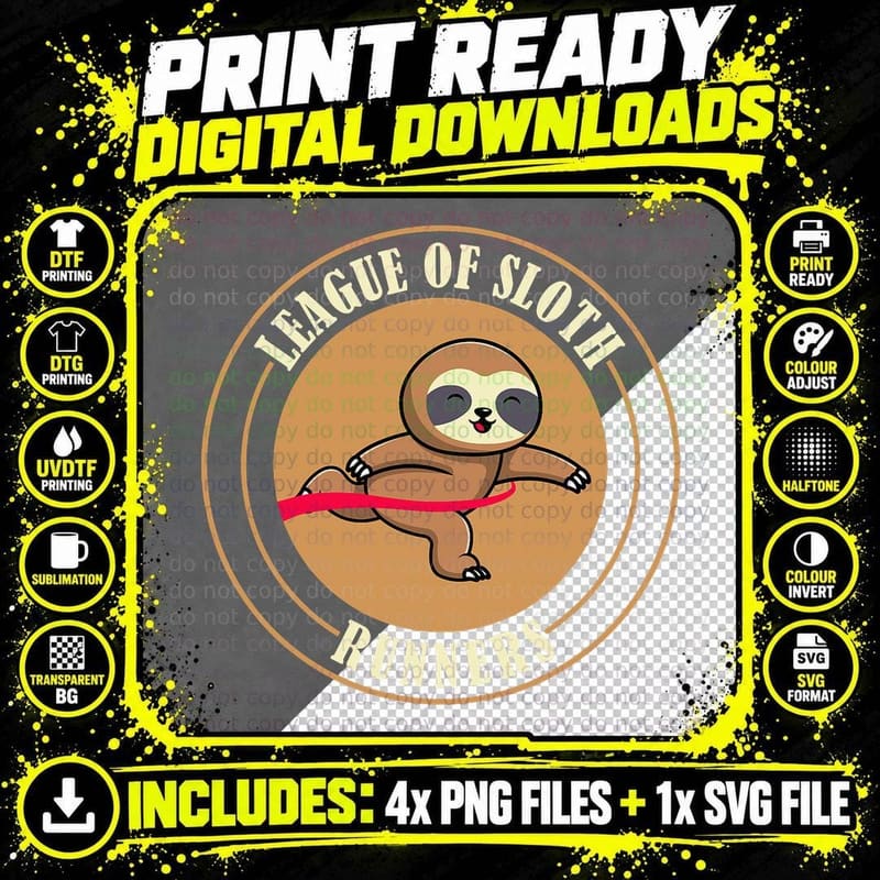 Funny Sloth Wildlife - Animal Sloth Running T-Shirt Png SVG Digital Bundle