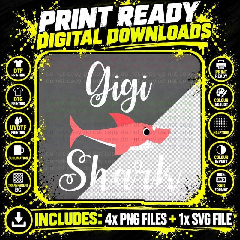 Gigi Shark Funny Polish Grandma Mothers Day Gift T-Shirt Png SVG Digital Bundle