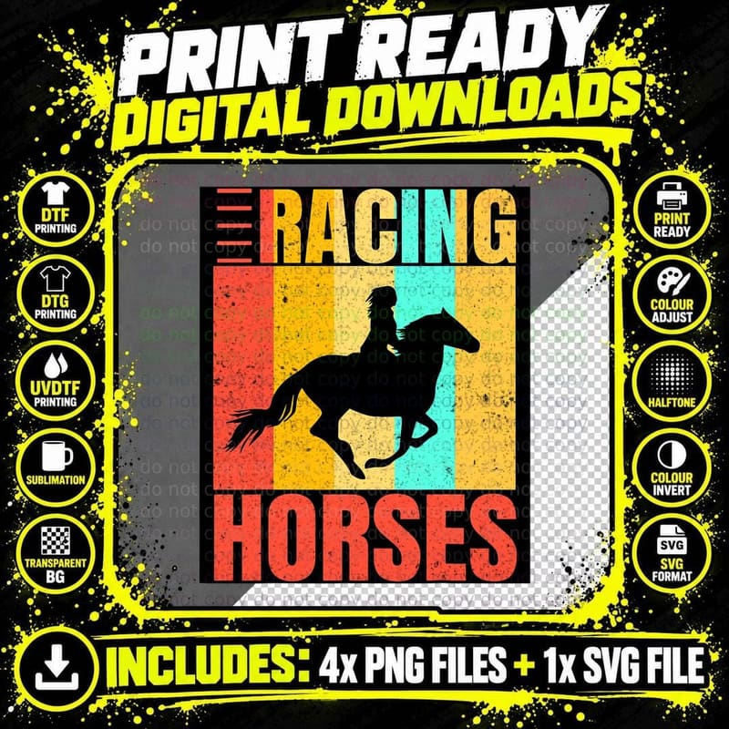 Grand Horse National Racing Wild Running Forecast T-Shirt Png SVG Digital Bundle