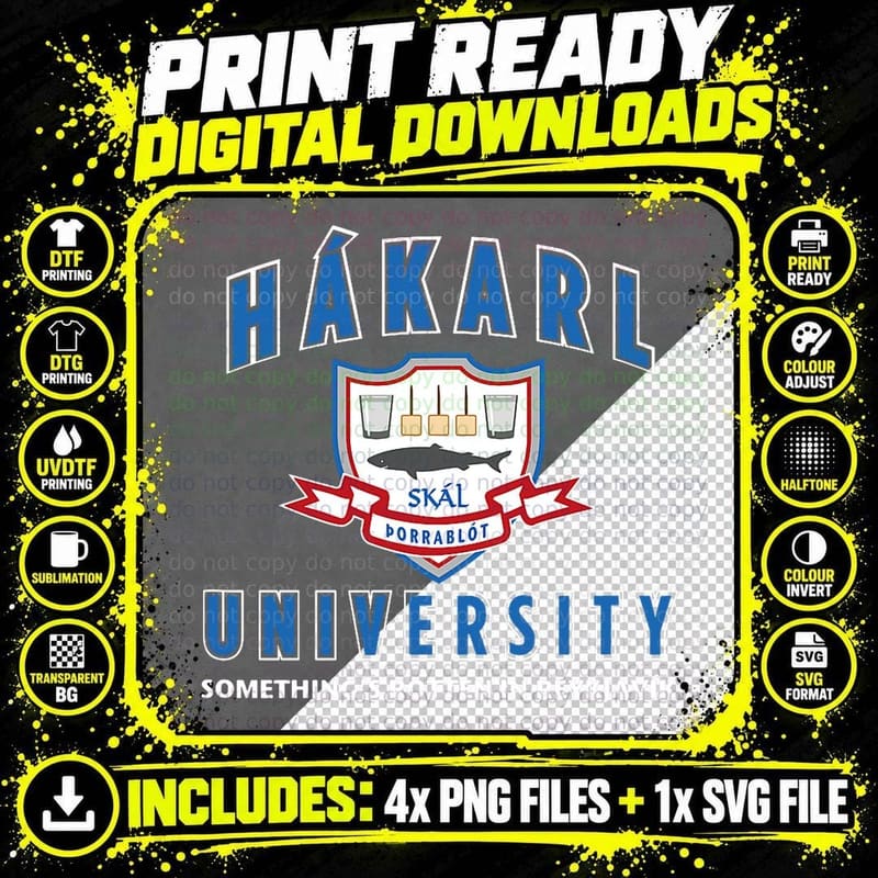 Hakarl University Iceland Nordic History Fermented Shark Png SVG Digital Bundle