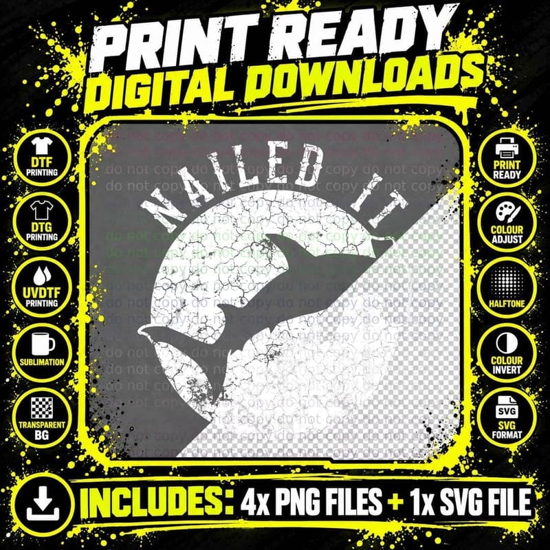 Hammerhead Shark Nailed It Funny T-Shirt Png SVG Digital Bundle