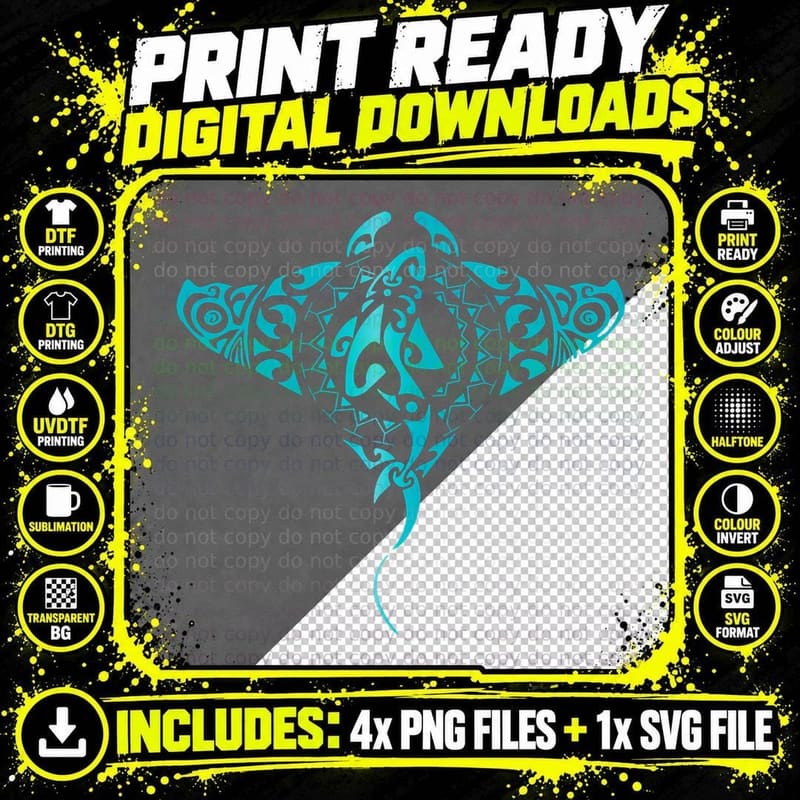 Hawaii Tribal Manta Ray Hawaiian Shirt Shark Lover Png SVG Digital Bundle
