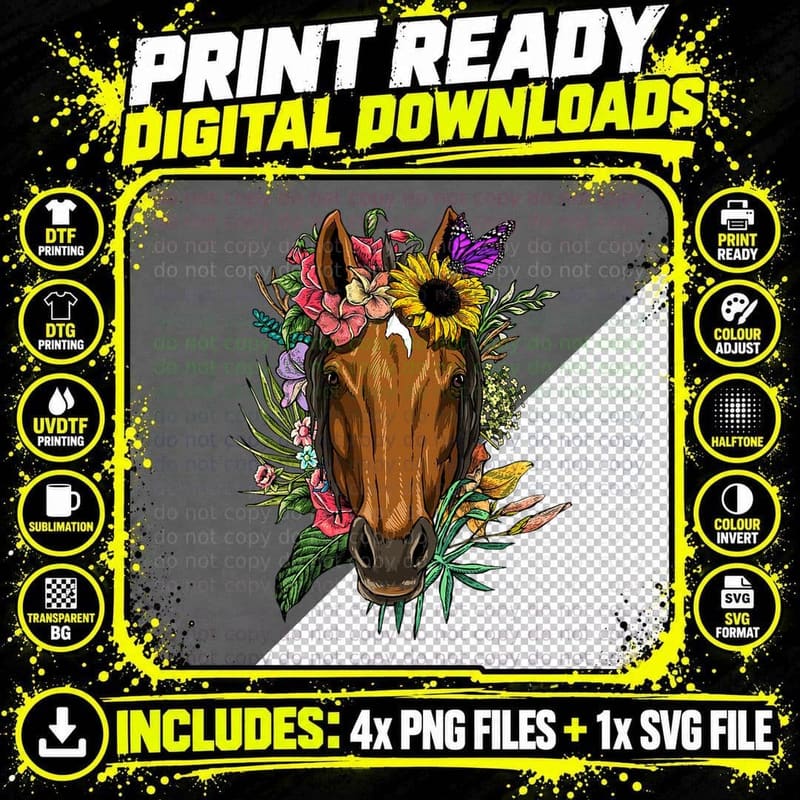 Horse Floral Horse Riding Equestrian Horse Lover Derby Png SVG Digital Bundle