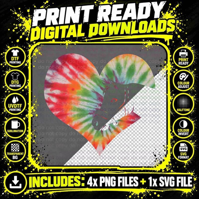 Horse Girl I Heart Tie Dye Hoodie, Kids Gift Png SVG Digital Bundle
