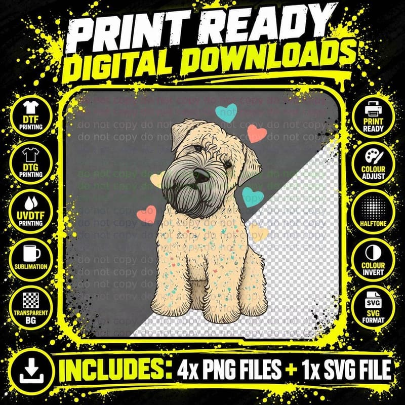 I Love My Soft Coated Wheaten Terrier Dog Valentines Png SVG Digital Bundle
