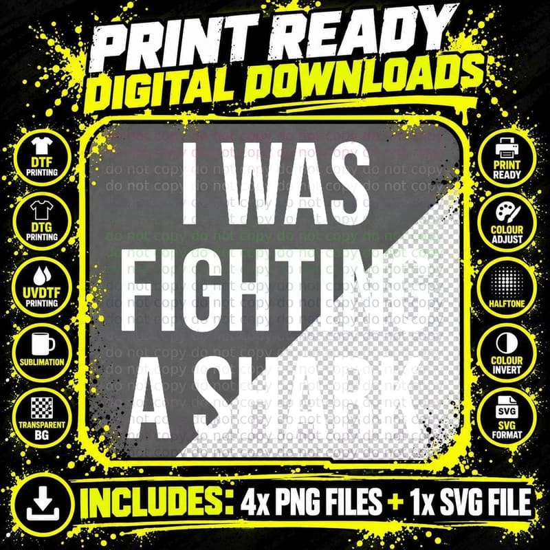 I Was Fighting a Shark Get Well Soon Gift Broken Leg Arm Png SVG Digital Bundle