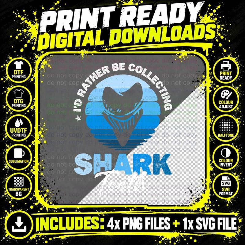 I'd Rather Be Collecting Shark Teeth Fossil Tooth Hunter Png SVG Digital Bundle