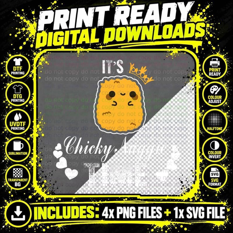 It's Chicky Nuggie Time Chicken Nuggets Joke Pun Meme Png SVG Digital Bundle