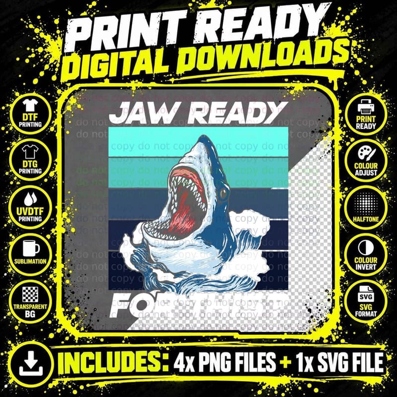 Jaw Ready for This Funny Great Shark Pun T-Shirt Png SVG Digital Bundle