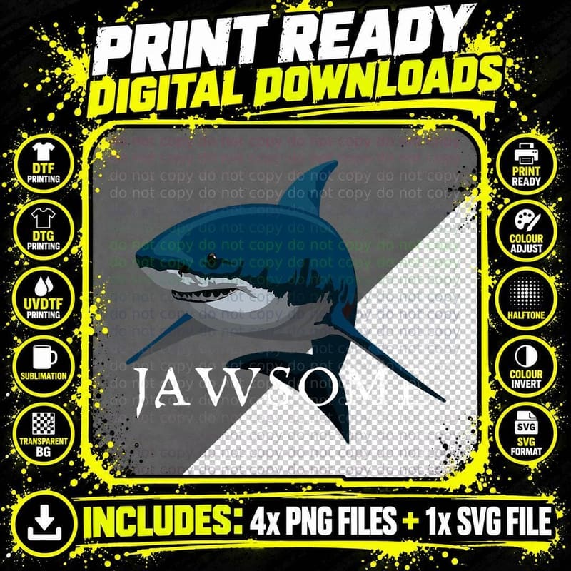 Jawsome Great White Shark Funny T-Shirt Png SVG Digital Bundle