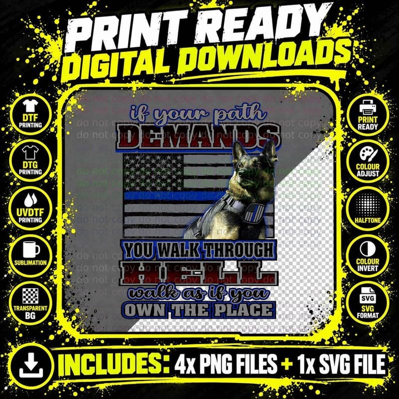 K 9 Dog Costume Police Handler Thin Blue Line Police Png SVG Digital Bundle
