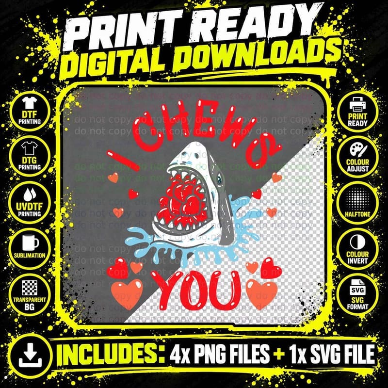 Kids I Chews You Shark Kids Valentines Day Toddler Baby Png SVG Digital Bundle