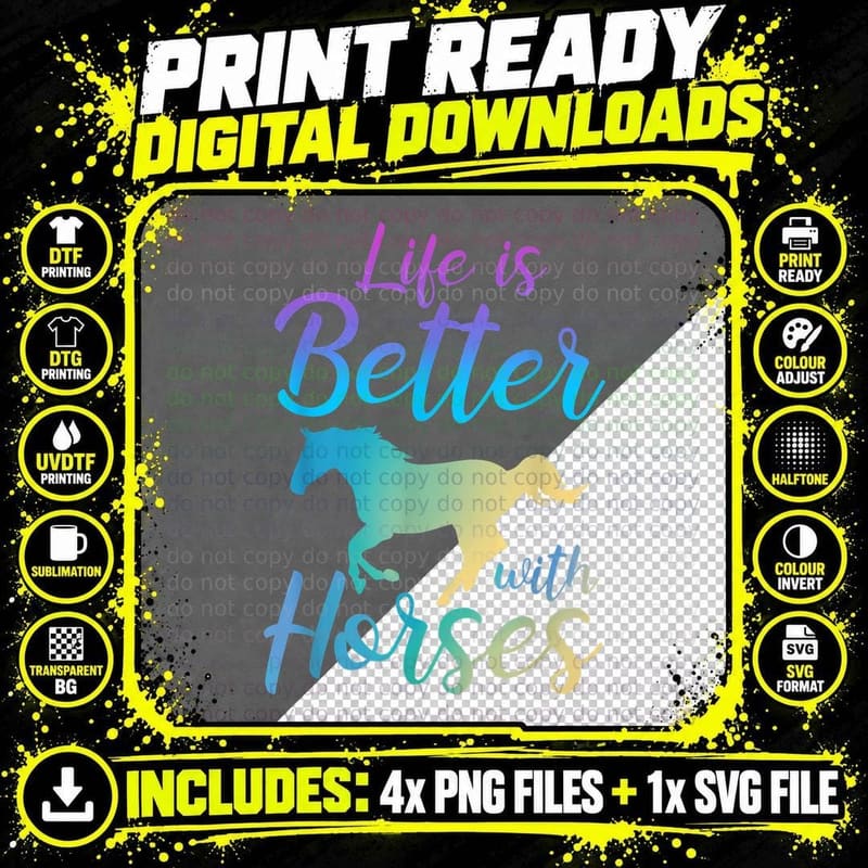 Life Is So Much Better With Horses Horse Girl Horseback Png SVG Digital Bundle
