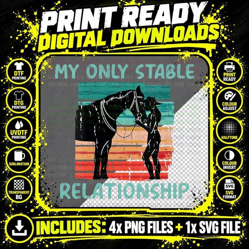 MY ONLY Stable Relationship Woman Horse T-Shirt Png SVG Digital Bundle