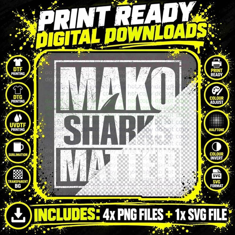 Mako Sharks Matter Quote for a Mako Shark Diver T-Shirt Png SVG Digital Bundle