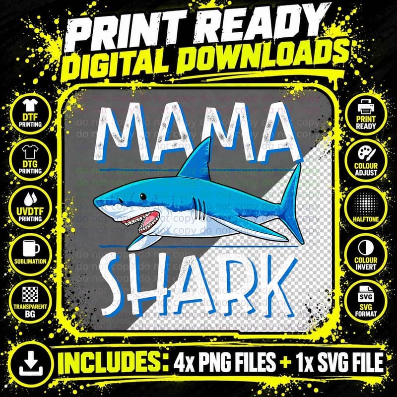 Mama Shark T Family Matching Mommy Mom Women Jawsome Png SVG Digital Bundle