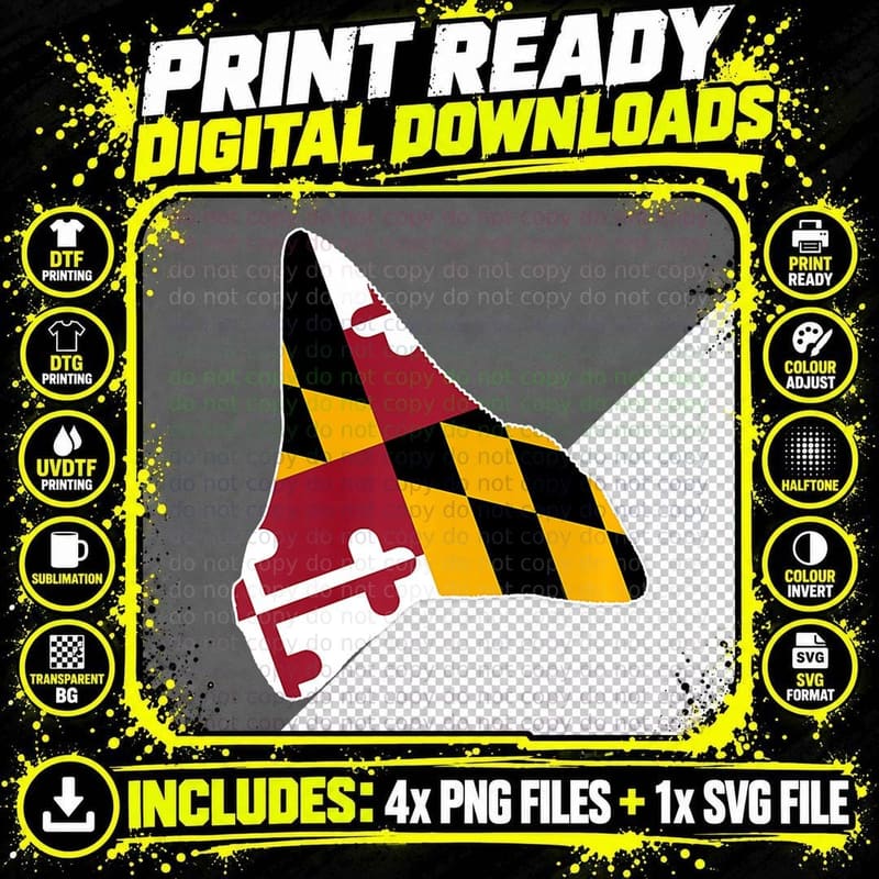 Maryland Flag Shark Tooth Relic and Fossil Hunter T-Shirt Png SVG Digital Bundle