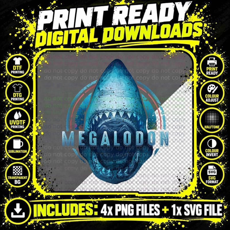 Megalodon Giant Shark Gift T-Shirt Png SVG Digital Bundle