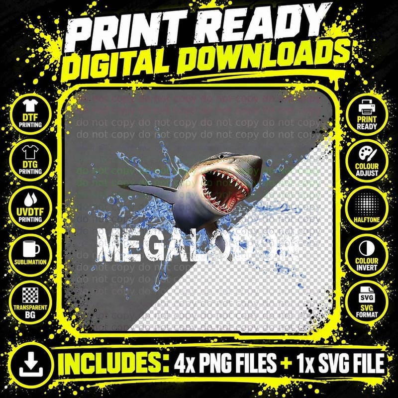 Megalodon Jaw Shark Teeth Giant Shark Lover, T-Shirt Png SVG Digital Bundle
