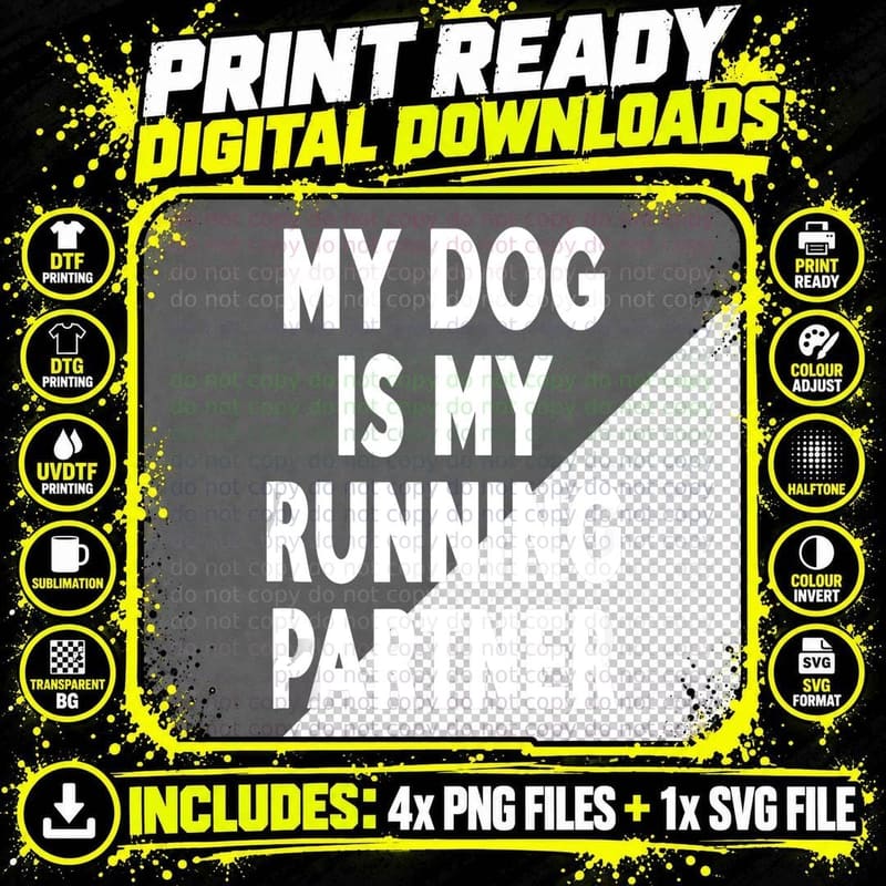 My Dog Is My Running Partner Cute T-Shirt Png SVG Digital Bundle