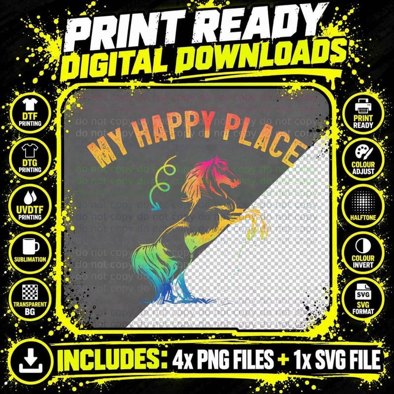 My Happy Place for a Horses Lover Horse T-Shirt Png SVG Digital Bundle