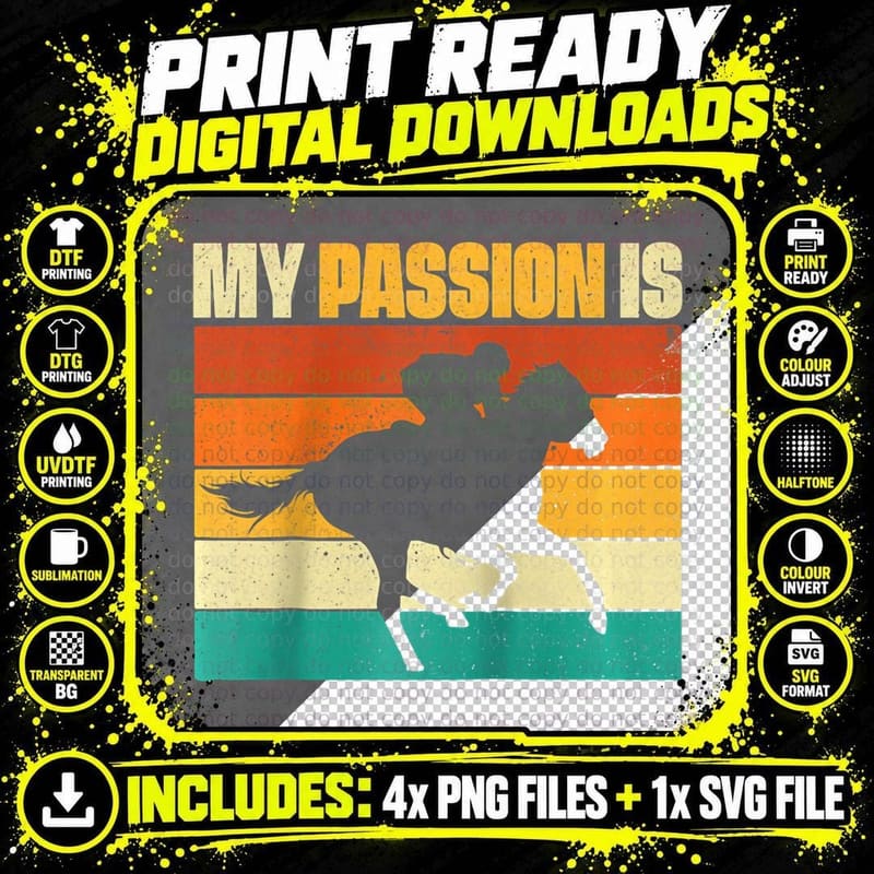 My Passion Is - Horses Horse Riding Horseman Western Png SVG Digital Bundle