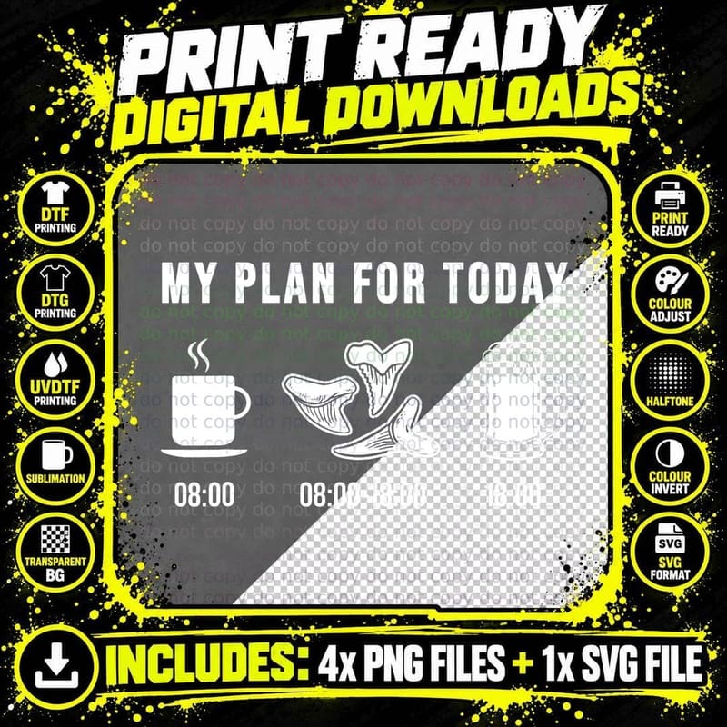 My Plan for Today Shark Teeth Hunting Shark Teeth Png SVG Digital Bundle