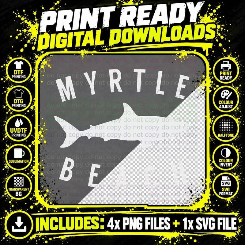 Myrtle Beach South Carolina T Shark SC Souvenir T-Shirt Png SVG Digital Bundle