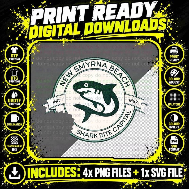New Smyrna Beach Shark Bite Capital T-Shirt Png SVG Digital Bundle