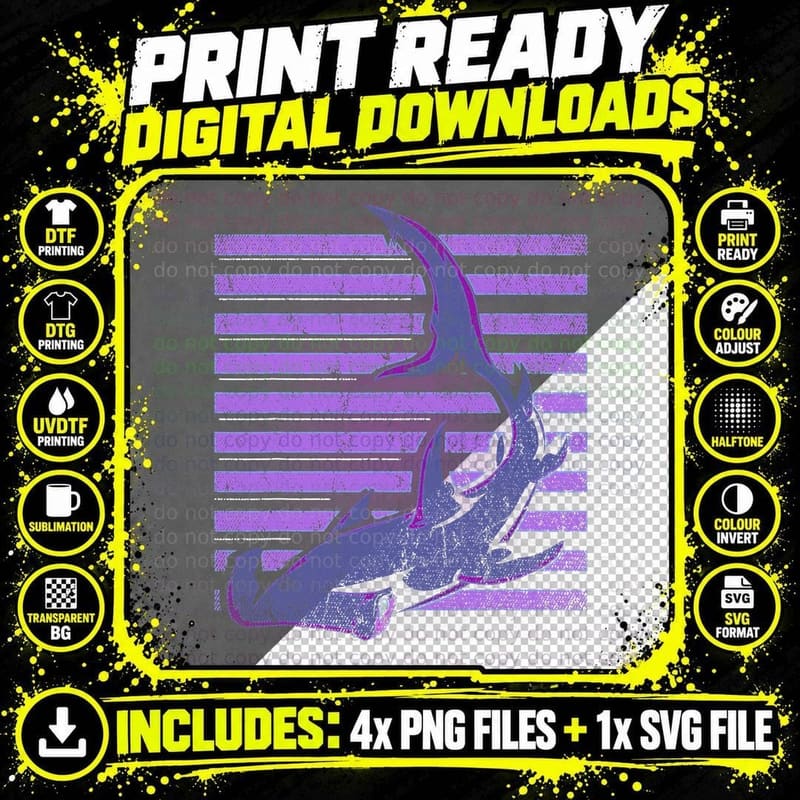 Ocean Animal Lover Sea Shark Lover Retro Hammerhead Png SVG Digital Bundle