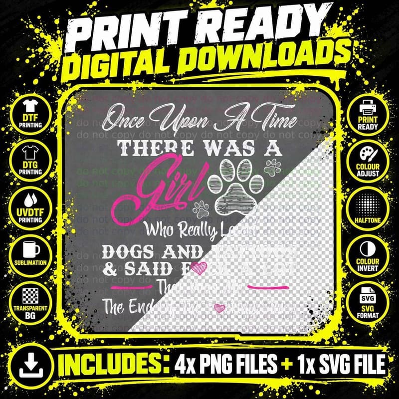 Once Upon a Time There Was a Girl and a Dog Tattoo Png SVG Digital Bundle