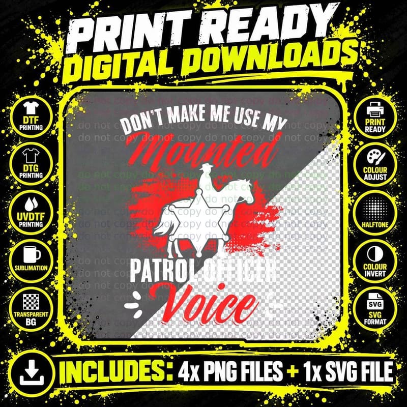 Patrol Cops Police Horse Mounted T-Shirt Png SVG Digital Bundle