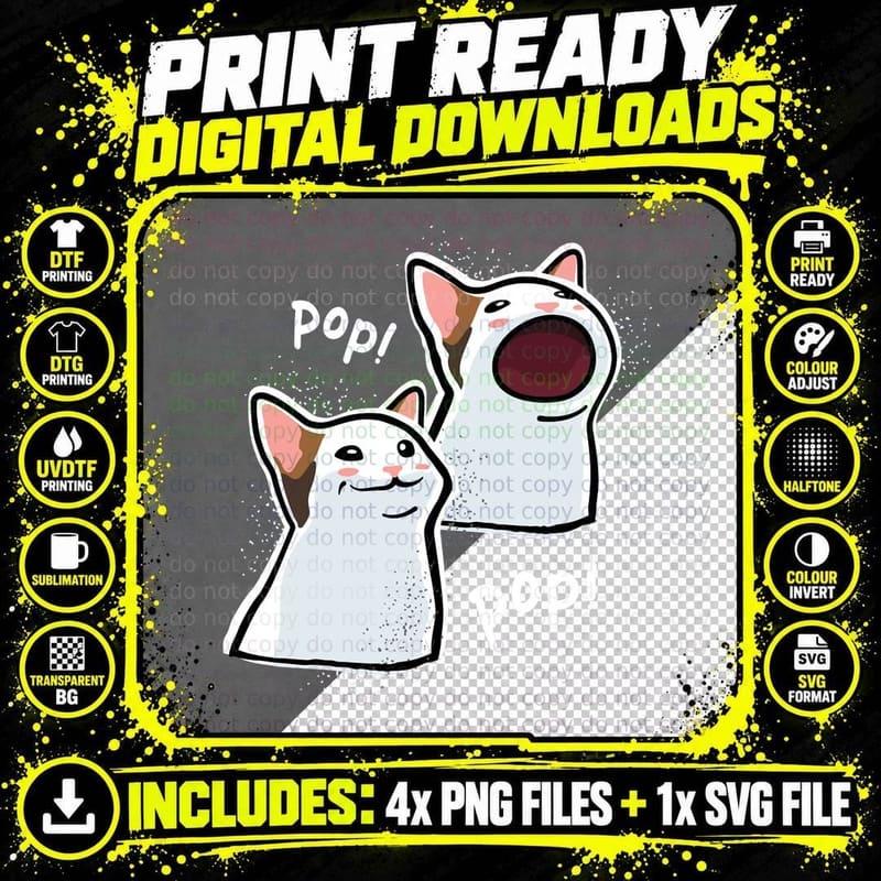 Popping Cat Meme Pop Cat Funny Cat Memes Pullover Hoodie Png SVG Digital Bundle