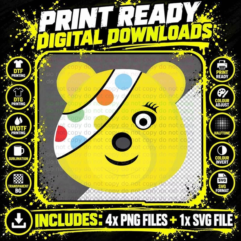Pudsey Bear - Children in Need - Made in Pudsey -Pudsey Png SVG Digital Bundle