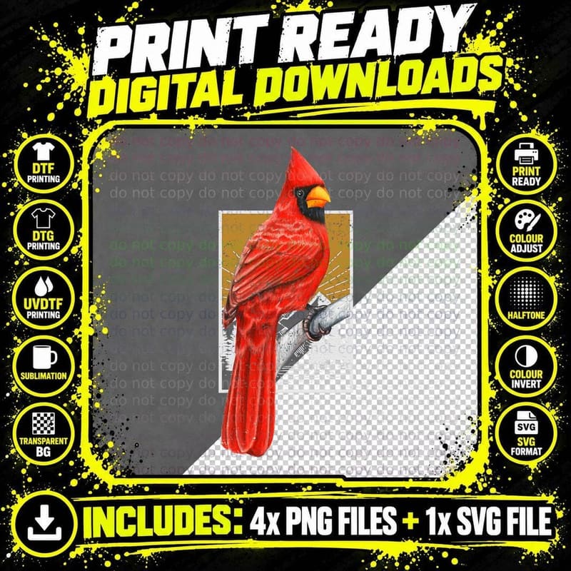 Red Cardinal Bird Watcher Bird Watching Vintage Nature Png SVG Digital Bundle