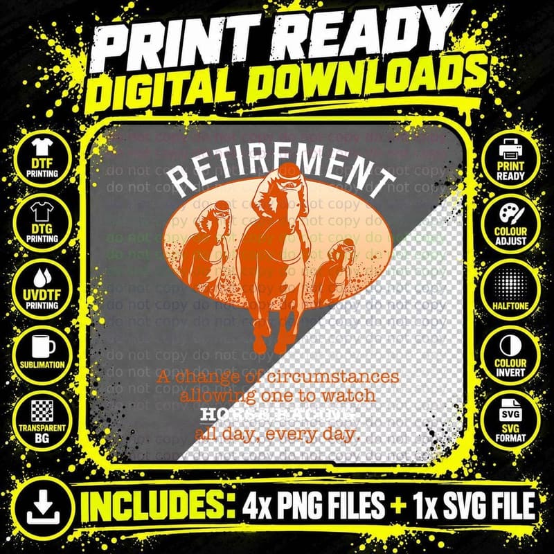 Retirement Plan Horse Racing T-Shirt Png SVG Digital Bundle