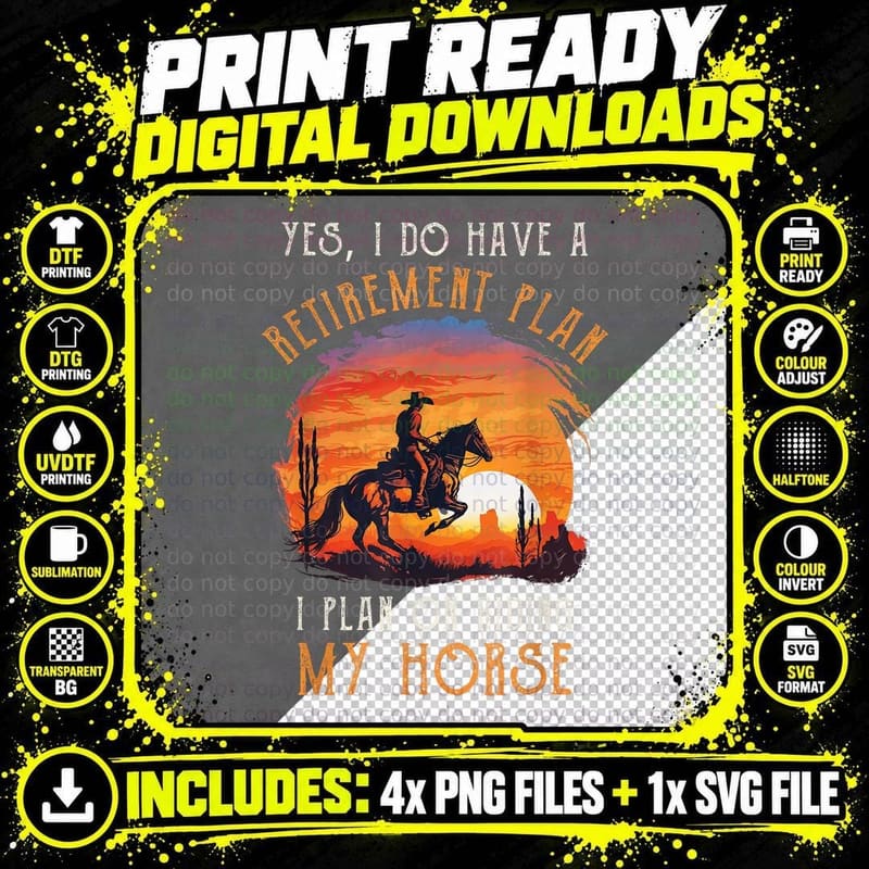 Retirement Plan Riding Horses Cowboy Horse Riding Png SVG Digital Bundle