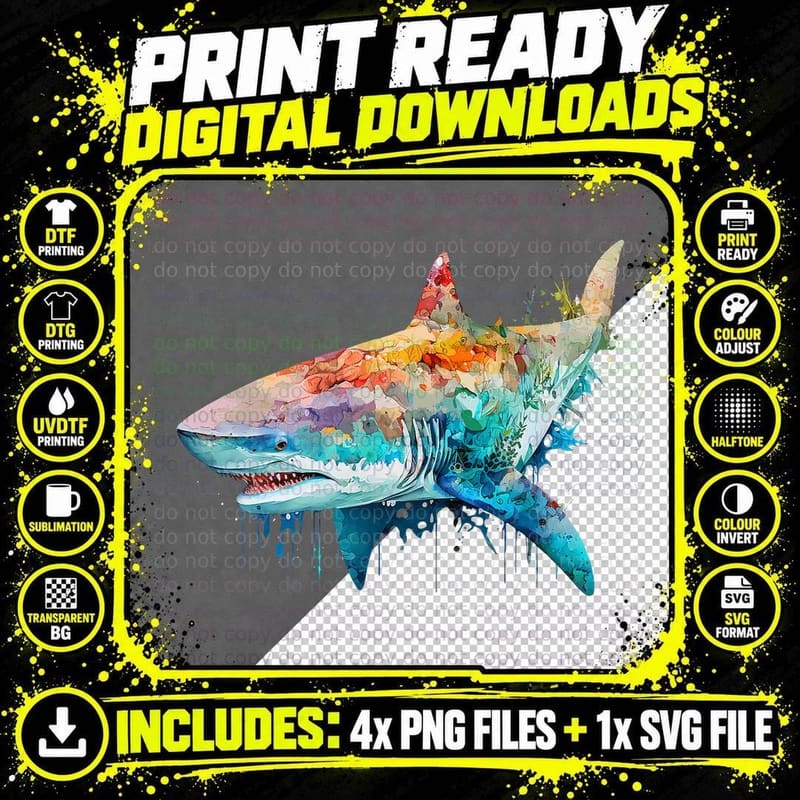 Shark Beach Lover Ocean Animal Graphic Novelty T-Shirt Png SVG Digital Bundle