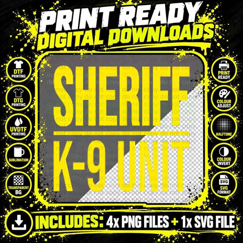 Sheriff K-9 UNIT Police DOG Uniform Officer Costume Png SVG Digital Bundle