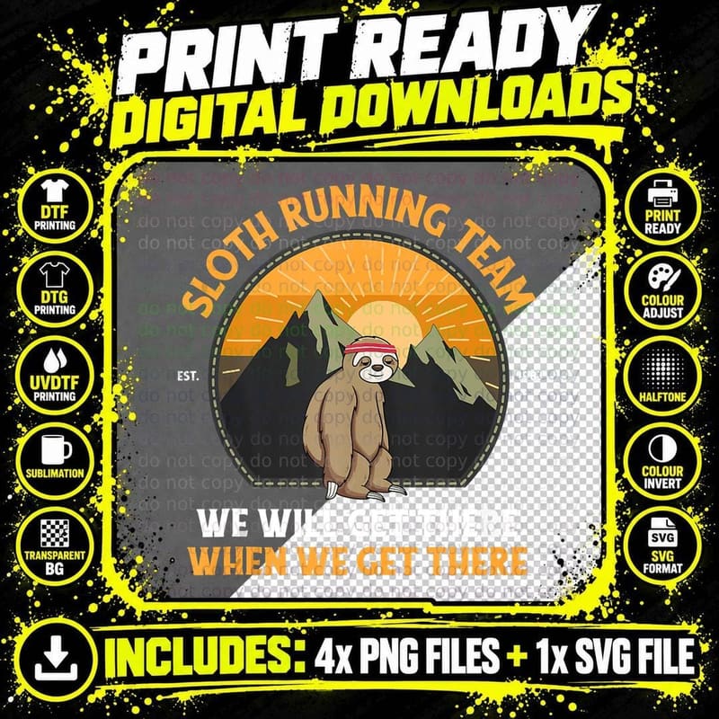Sloth Running, Sloth Running Team Top T-Shirt Png SVG Digital Bundle