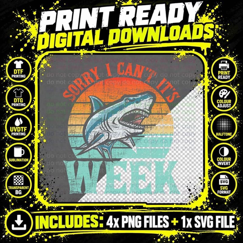 Sorry I Can't - Marine Biologist Shark Lovers Wildlife Png SVG Digital Bundle