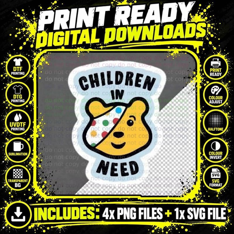 Tesco Pudsey Bear Classic T-Shirt Png SVG Digital Bundle