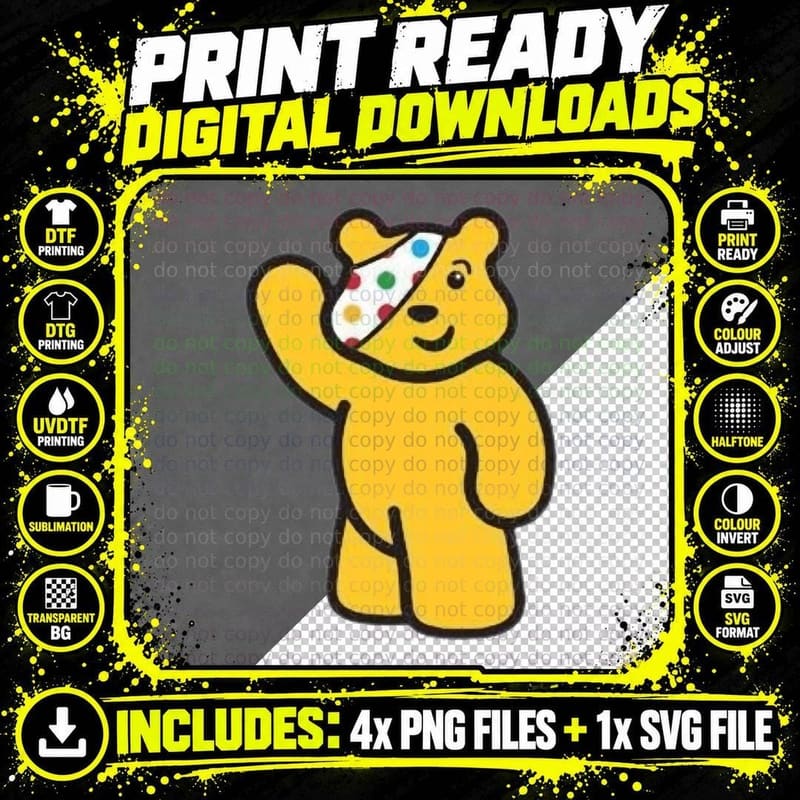 Tesco Pudsey Bear Essential T-Shirt Png SVG Digital Bundle