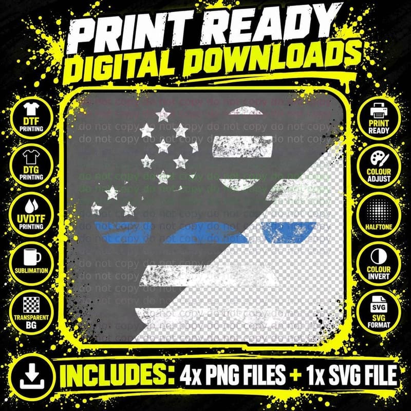 Thin Blue Line K9 Dog Paw Police T-Shirt Png SVG Digital Bundle