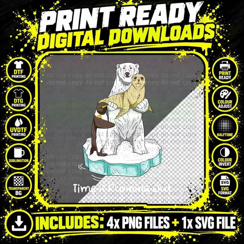 Time Is Running Out Global Warming Polar Bear Climate Png SVG Digital Bundle
