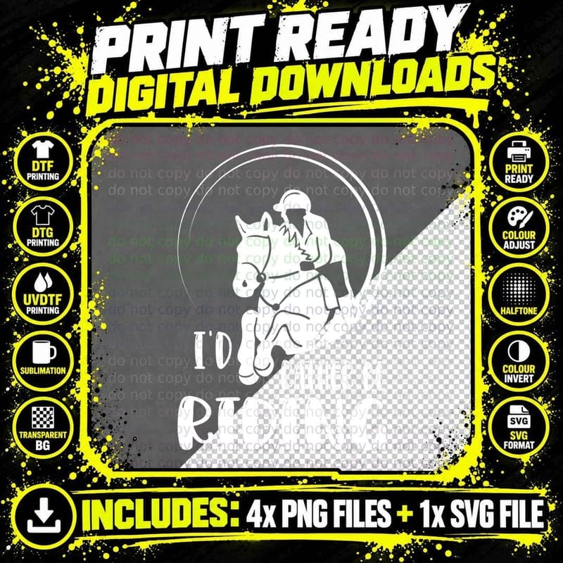 Vintage I'd Rather Be Riding Horses Funny Horse Png SVG Digital Bundle
