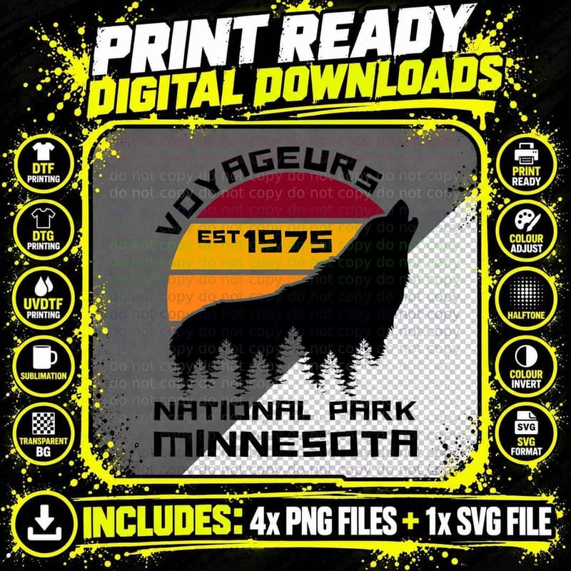 Voyageurs National Park Minnesota Wolf Nature Outdoors Png SVG Digital Bundle